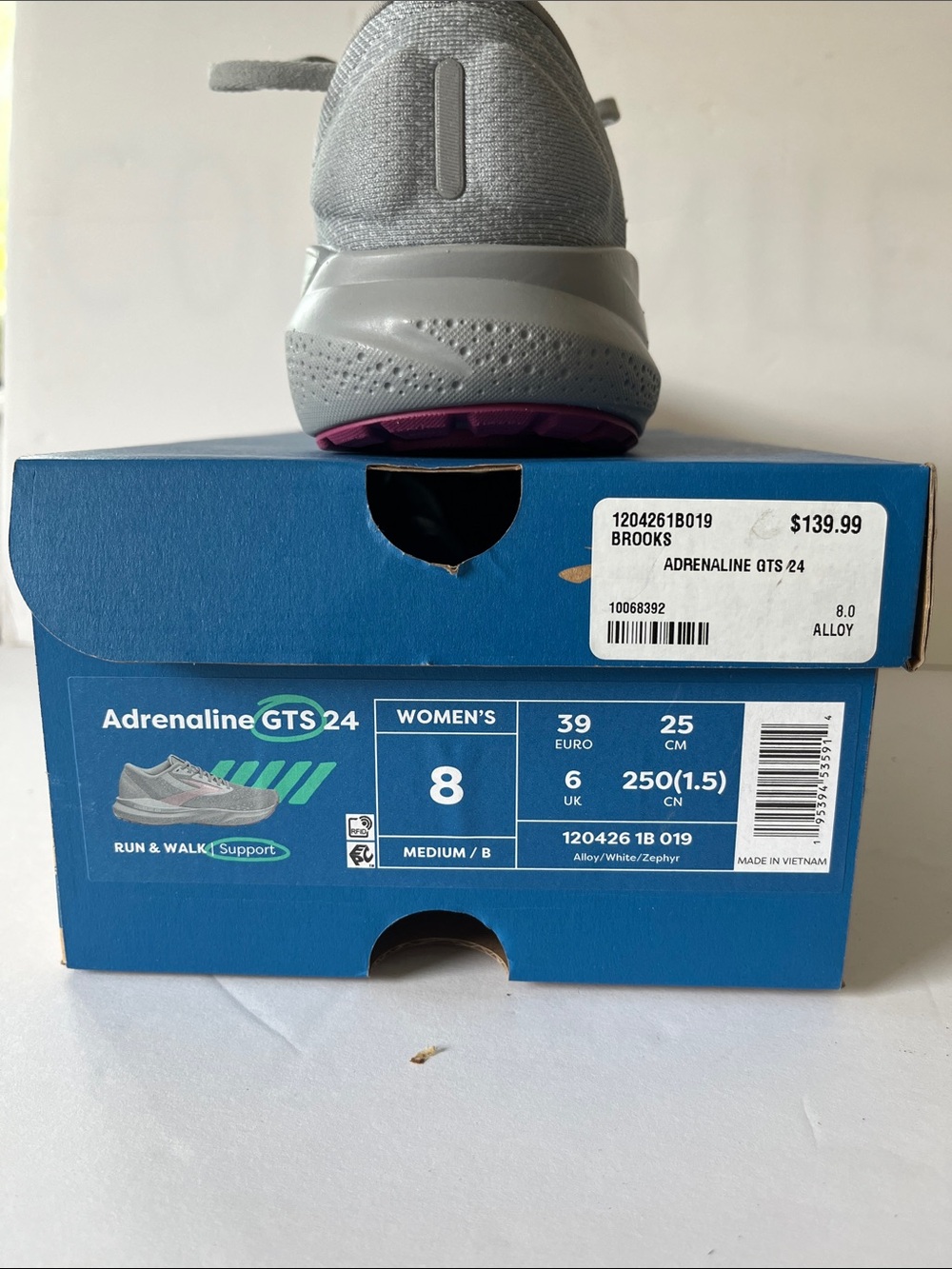 Brooks womens Gray & Pink Lightweight Lace-Up Sneakers - Picture 8 of 9